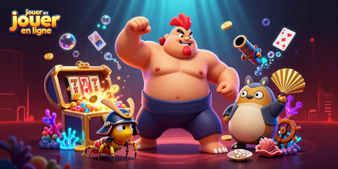 Jouer au casino en ligne avec des personnages et des éléments de jeu colorés dans une scène dynamique.