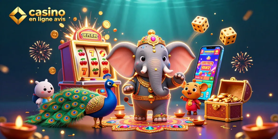 Évaluation de casino en ligne avis avec des personnages cartoonesques et des éléments de jeu