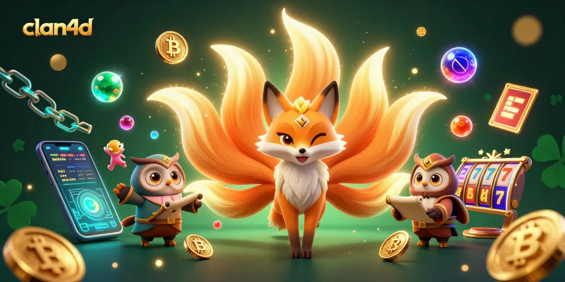 Engage with clan4d through vibrant slot gaming visuals featuring mythical characters and crypto coins.