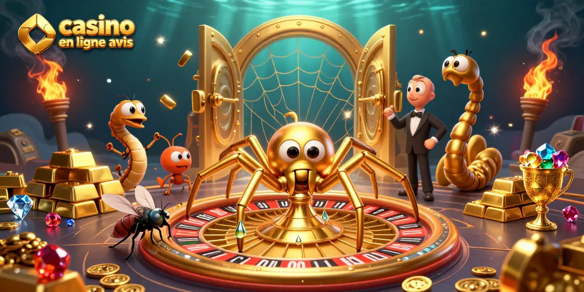 Admirez ce casino en ligne avis, où une araignée dorée tisse une toile de roulette captivante.