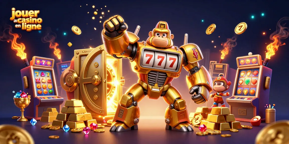Jouer au casino en ligne avec un gorille mech en or et des machines à sous animées