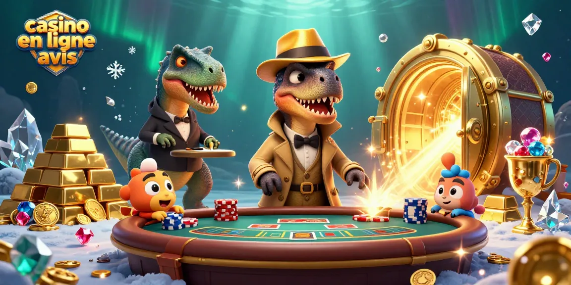 Jouez avec "casino en ligne avis" pendant qu'un velociraptor cambrioleur regarde un croupier méfiant.